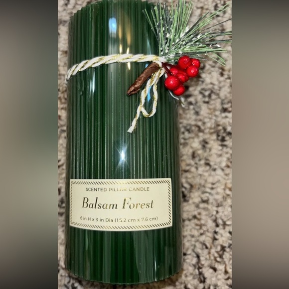 Threshold Holiday Balsam Forest Ribbed Pillar Candle- Scented Holiday/Christmas - Picture 2 of 3